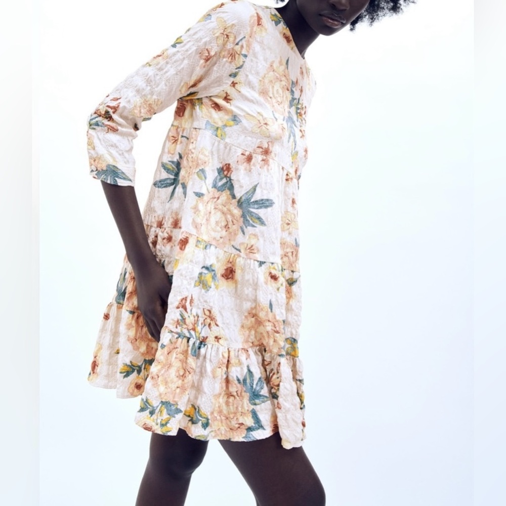 Zara Floral Women’s Dress in Cream and Pink
